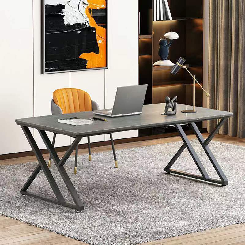 Scrivania da scrittura in pietra Sled Base Grey Writing Desk, alto 29,53 pollici