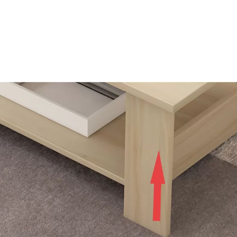 Contemporary 4 Legs Wood with Storage Shelf Rectangular Single Coffee Table