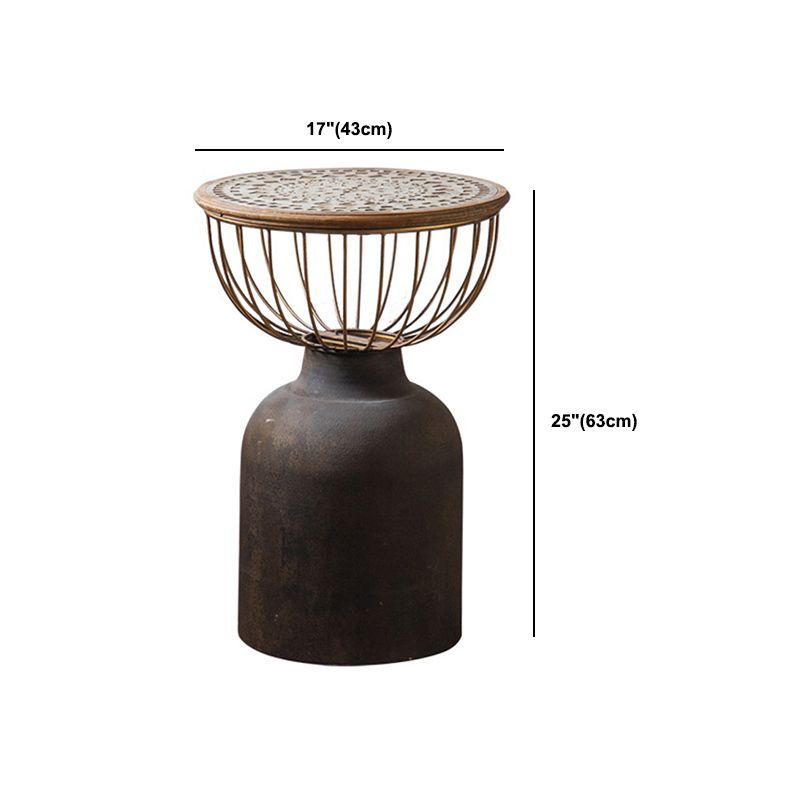 Antique Brass/Black End Table French Country Round Wood Side Table Clearhalo 'Coffee & Accent Tables' 'End & Side Tables' 'end_side_tables' 'furn' 'furn_end_side_tables' 'Furniture' 'Living Room Furniture' 1200x1200_06adcd61-c004-49ad-8d11-85ae2a8a0e76
