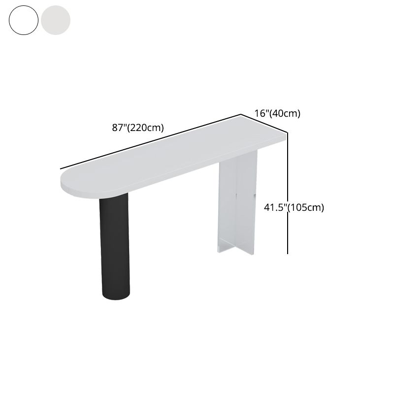 Stone/Wood Bar Dining Table Modern Oval Bar Table with Double Pedestal Clearhalo 'Bar Furniture' 'Bar Tables' 'bar_tables' 'furn' 'furn_bar_tables' 'Furniture' 'furniture_bar_tables' 'Kitchen & Dining Furniture' 1200x1200_06aed089-9973-4583-a55c-6babf8b8e7a3