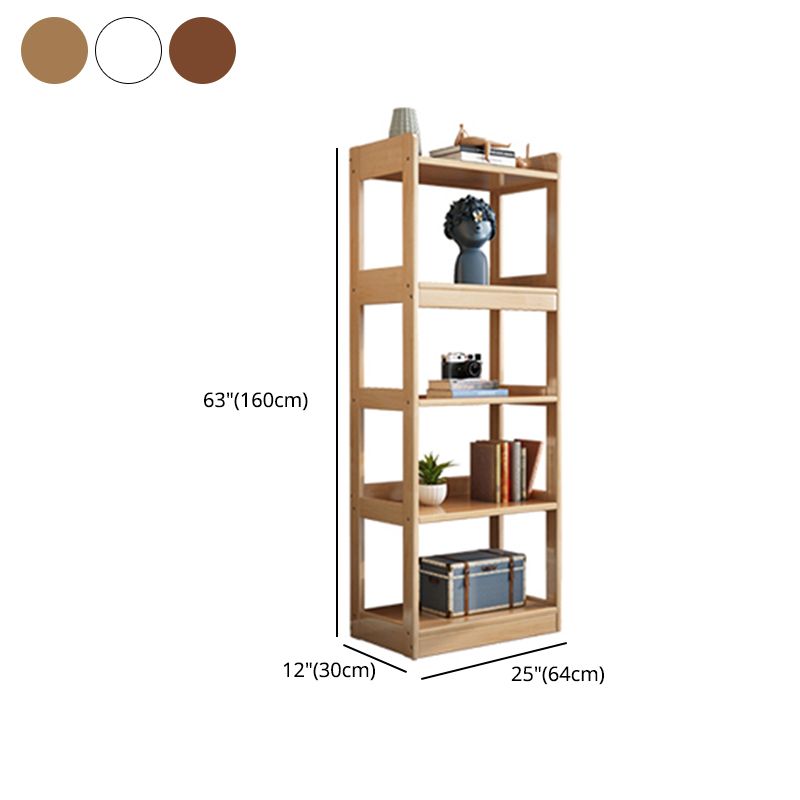 Solid Wood Rectangle Bookshelf Modern Open Bookcase for Home Office