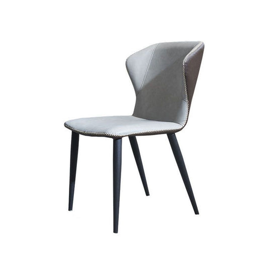 Contemporary Dining Side Chair Matte Finish Leather Curved Wingback Armless Chair
