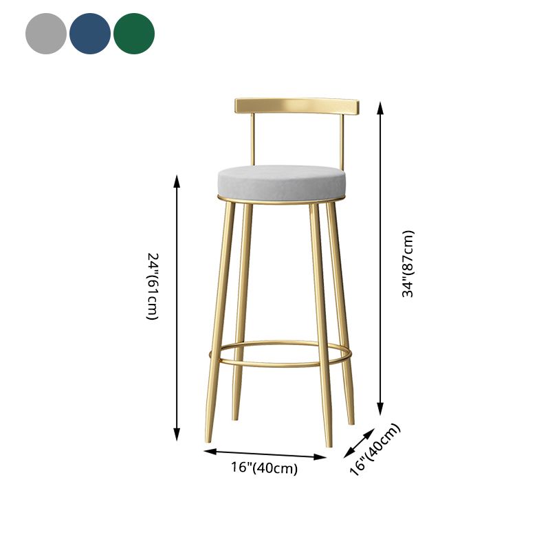 Glam Backrest Armless Counter Stool Iron Household Bar Stool with Cushion Clearhalo 'Bar Furniture' 'Bar Stools' 'bar_stools' 'furn' 'furn_bar_stools' 'furniture_bar_stools' 'Kitchen & Dining Furniture' 'kitchen&dining_furn' 'kitchen' 'kitchen_furn' Furniture' 1200x1200_06b0c394-603c-4e45-94d2-33a8bda8da5d