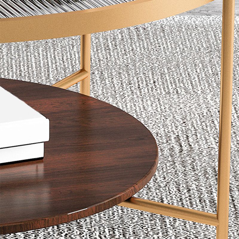 Round contemporaneo con tavolino da caffè a 4 gambe in metallo