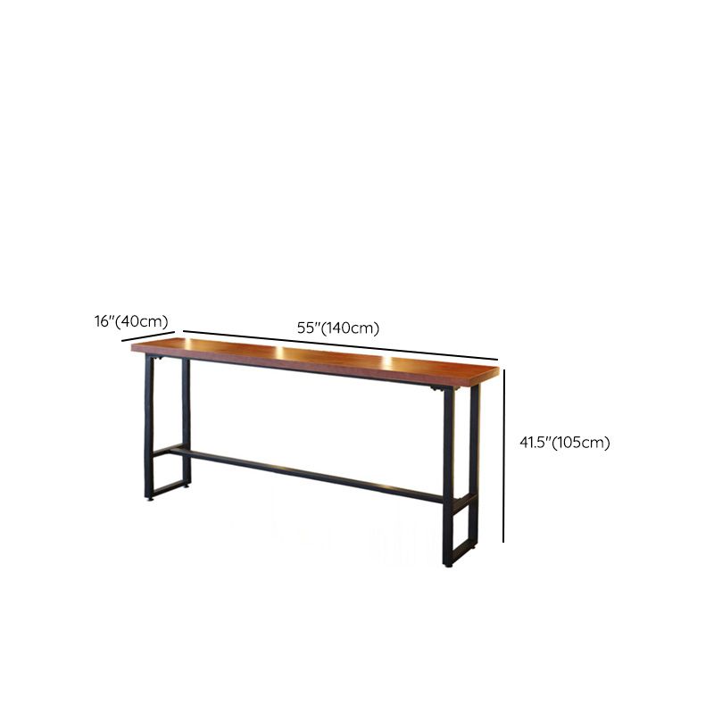 Mesa rectangular de altura de barra, mesa de pub bistró con tapa de madera maciza y base negra