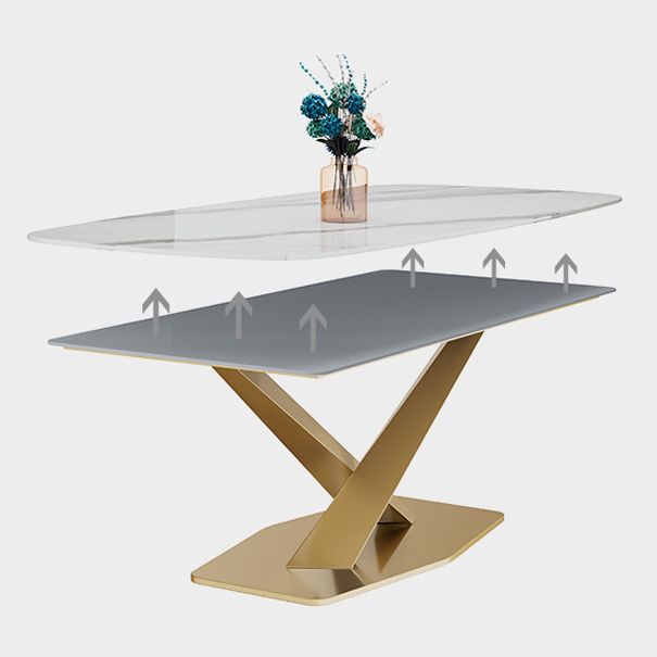 Luxury Home Sintered Stone Table Rectangle Table with Gold Pedestal Base Clearhalo ' dining_table' 'Dining Tables & Seating' 'Dining Tables' 'furn' 'furn_dining_table' 'Furniture' 'furniture_dining_table' 'Kitchen & Dining Furniture' 'kitchen&dining_furn' 'kitchen' 'kitchen_dining_table' 1200x1200_06b2fac7-1880-45e2-a9b9-78a642ab81a4