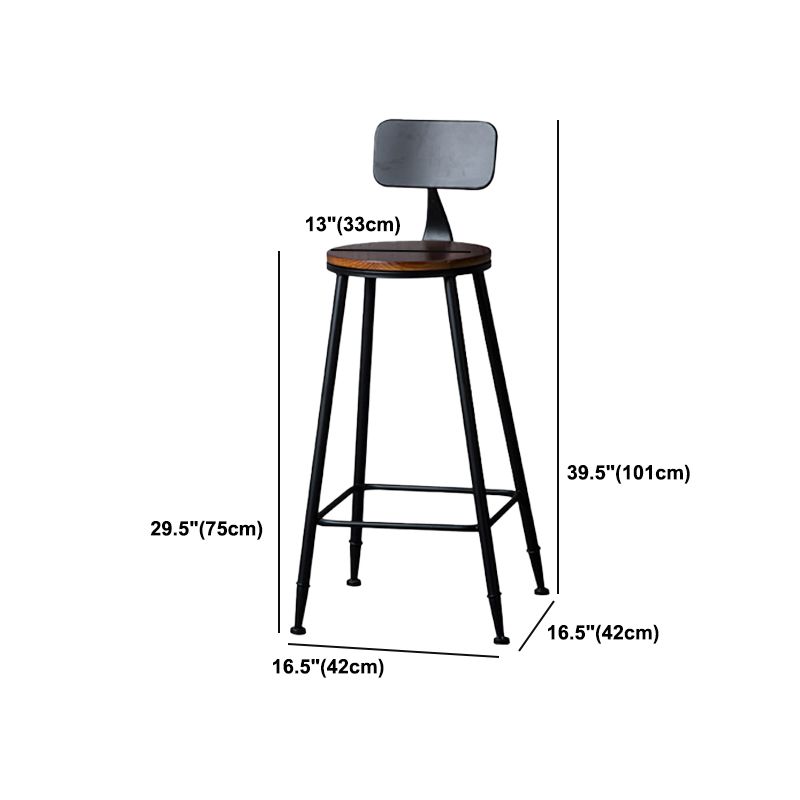 Indoor Industrial Style Wood Top Barstool Metal 4 Legs Bar Stool with Pedal Clearhalo 'Bar Furniture' 'Bar Stools' 'bar_stools' 'furn' 'furn_bar_stools' 'Furniture' 'Kitchen & Dining Furniture' 1200x1200_06b436cc-251a-44fb-90b6-edfda47c17c2