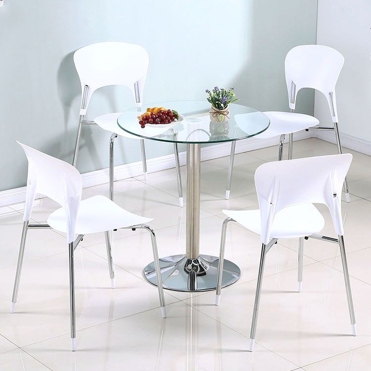 Modern Style Glass Kitchen Dining Table Round Table with Tulip Base for Home Use Clearhalo ' dining_table' 'Dining Tables & Seating' 'Dining Tables' 'furn' 'furn_dining_table' 'Furniture' 'furniture_dining_table' 'Kitchen & Dining Furniture' 'kitchen&dining_furn' 'kitchen' 'kitchen_dining_table' 1200x1200_06b4d826-5b37-4ef1-bb03-6da1a13a4f47