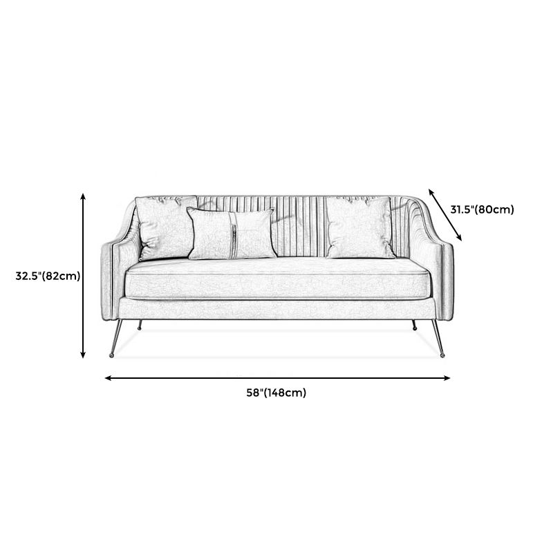 Mid-Century Modern 32.5"H Velvet Couch Sewn Pillow Back Sofa Clearhalo 'furn' 'furn_sofas' 'Furniture' 'furniture_sofas' 'Living Room Furniture' 'Sofa' 'sofas' 1200x1200_06b54ade-0e79-4026-895d-f9dc16c2a56d