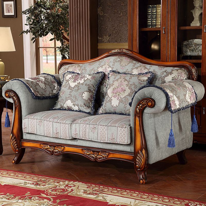 Modern Cotton Blend Rolled Arm Curved Sofa with Camel Back for Apartment Clearhalo 'furn' 'furn_sofas' 'Furniture' 'furniture_sofas' 'Living Room Furniture' 'Sofa' 'sofas' 1200x1200_06b6ba7f-879d-4c2c-88c5-6818d4d790d4