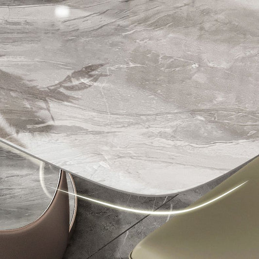 北欧1/4/5/6ピース長方形のダイニングセット焼結ストーントップダイナーテーブルセット