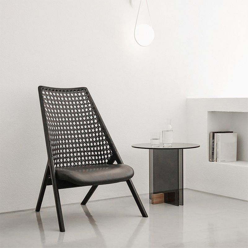 Living Room End Table Modernistic Round Abstract Glass Side Table