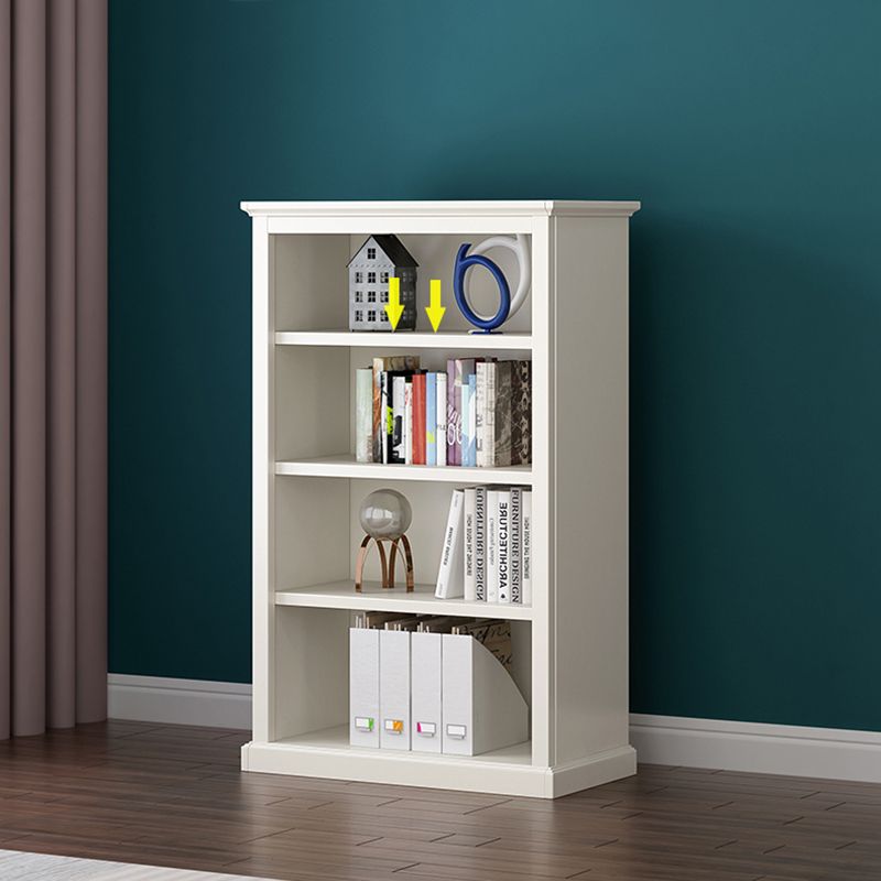 Modern Style Closed Back Bookshelf Standard Wooden Bookcase in White