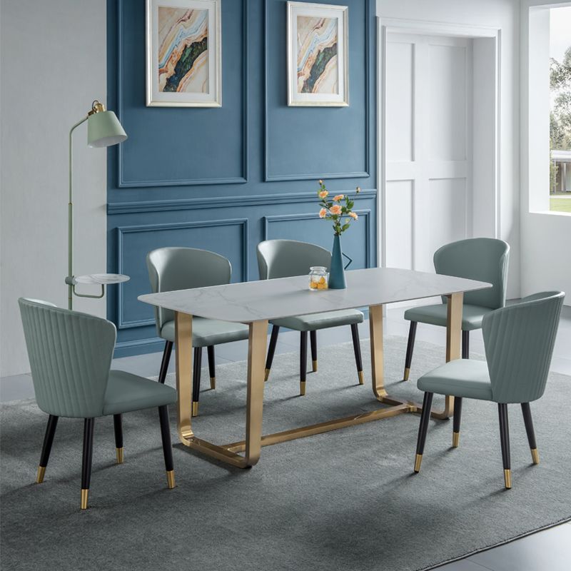 1/4/5/6 pièces Nordic Dining Room Set Table à manger en pierre fritté et fausses chaises en cuir