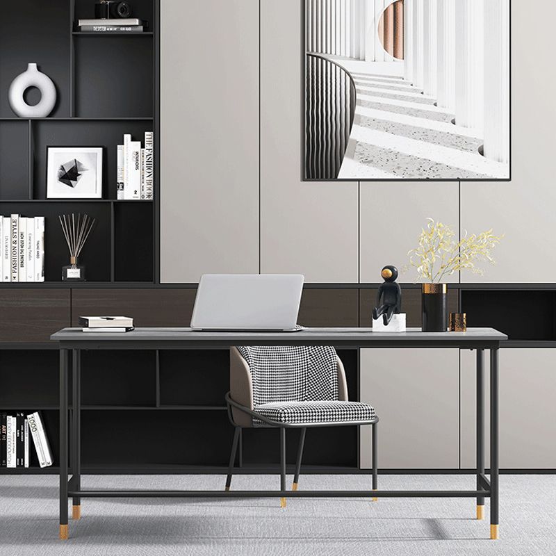 Industrial Rectangular Writing Desk H-Shape Office Desk Dark Taupe Clearhalo 'furn' 'furn_office_desk' 'Furniture' 'Office Desks' 'Office Furniture' 'office_desk' 1200x1200_06bd7371-8bb7-4e48-b369-df5647dc4456