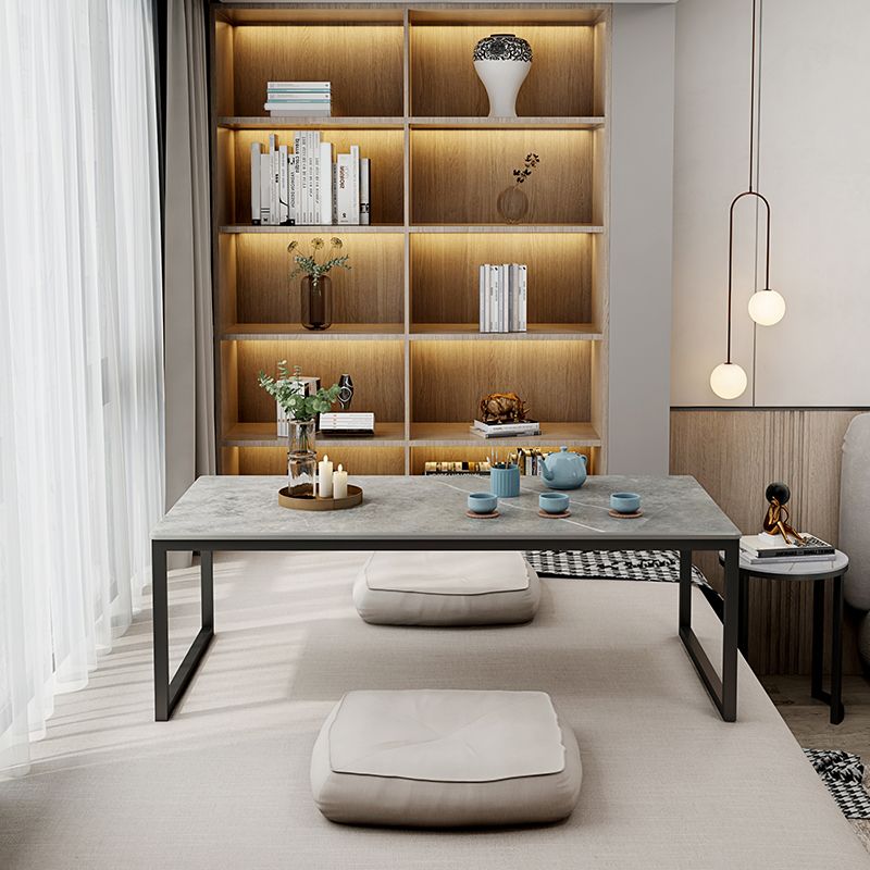 Glam da 11,8 "h tavolo da caffè in ardesia rettangolo metallo 2 gambe tavolo da cocktail