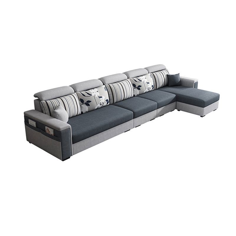 Dark Gray Removable Cushions Pillow Top Arm Sofa/Sectional with Slipcover and Storage
