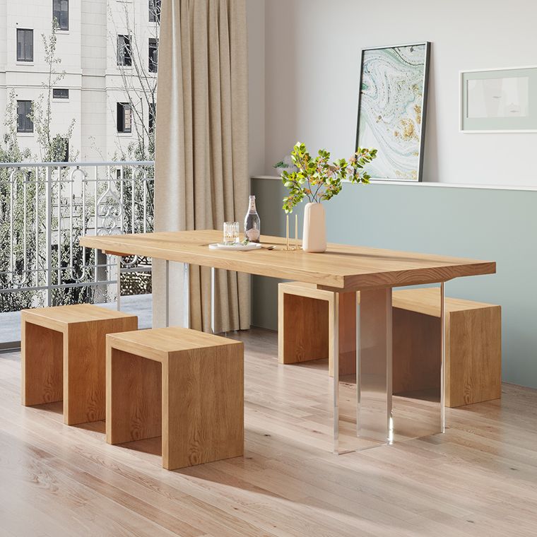 Contemporary Khaki Standard Dining Table Solid Wood Rectangle Dining Table with Double Pedestal Base Clearhalo ' dining_table' 'Dining Tables & Seating' 'Dining Tables' 'furn' 'furn_dining_table' 'Furniture' 'furniture_dining_table' 'Kitchen & Dining Furniture' 'kitchen&dining_furn' 'kitchen' 'kitchen_dining_table' 1200x1200_06c09a88-64ab-45f6-8b52-f1e9209adc0d