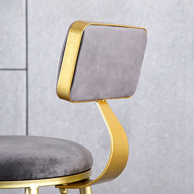 Glam Armless Backrest Counter Stool Iron Bar Stool with Velvet Cushion and Pedal for Cafe Clearhalo 'Bar Furniture' 'Bar Stools' 'bar_stools' 'furn' 'furn_bar_stools' 'Furniture' 'Kitchen & Dining Furniture' 1200x1200_06c5f5a0-34e5-43fc-a4ea-55822a86169d