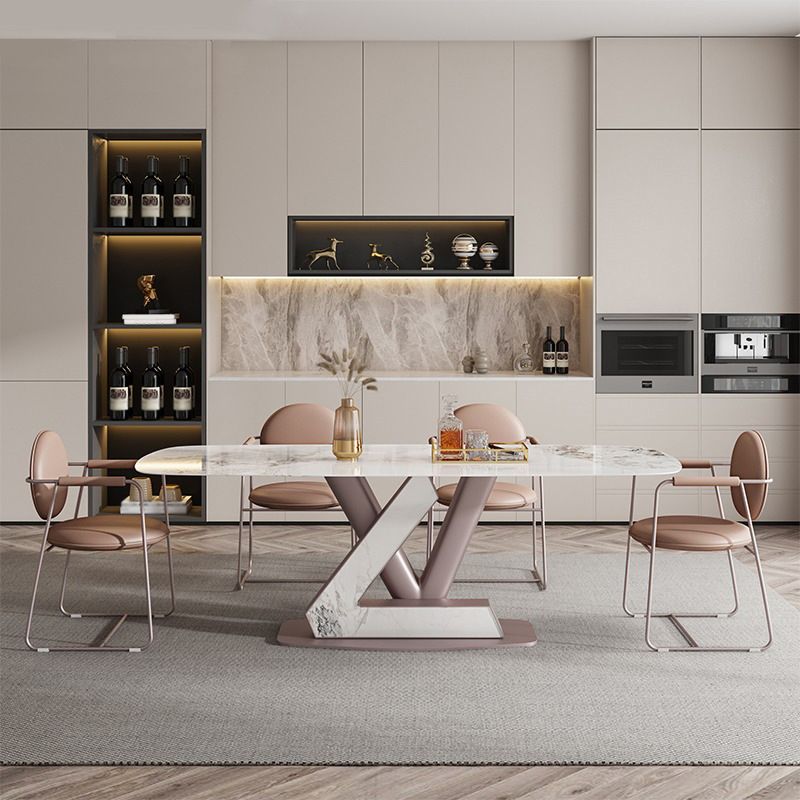 Luxury Sintered Stone Top Dining Set Rectangle 1/5/7 Pieces Dining Room Table Set