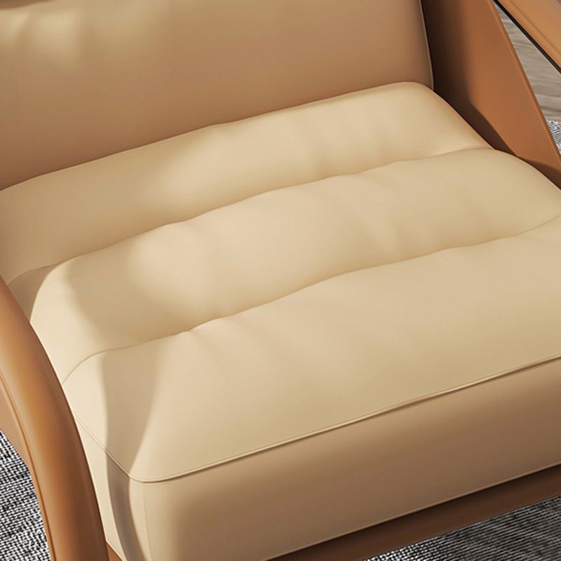 Mid-century Pu Leather Lounge Chair Solid Color Sewn Pillow Back Chair Clearhalo 'Accent Chairs' 'accent_chairs' 'Chairs & Seating' 'furn' 'furn_accent_chairs' 'Furniture' 'Living Room Furniture' 1200x1200_06c6ef83-5460-4455-b799-fda82e014c83
