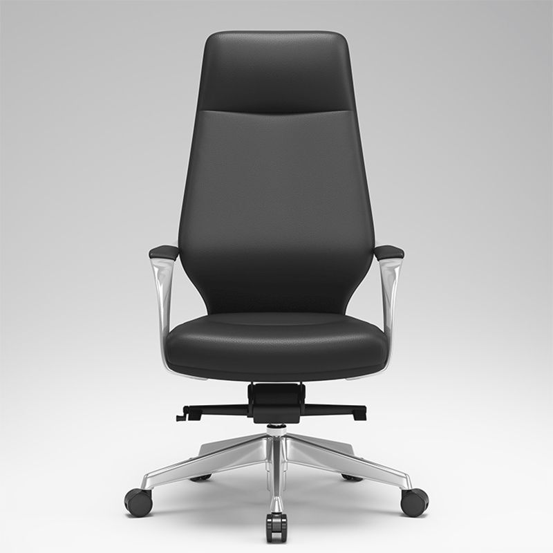 Fixed Arms Desk Chair Modern No Distressing Leather Ergonomic Office Chair