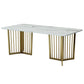 Rectangle Double Pedestal Table Modern Dining Table with Metal Base