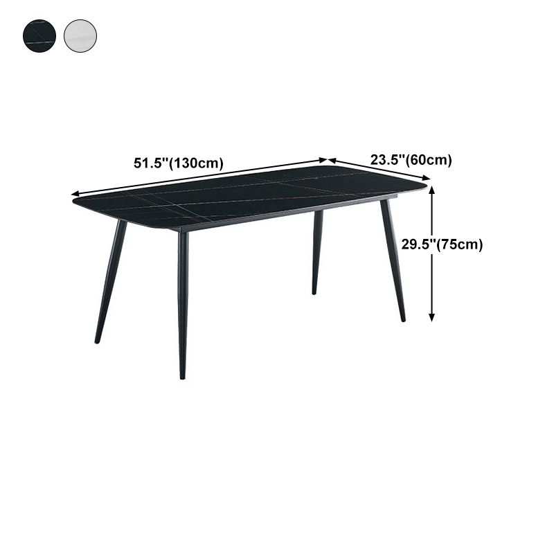 Stone Top Table Rectangle Contemporary Dining Table with 4 Black Legs Clearhalo 'Dining Tables & Seating' 'Dining Tables' 'dining_table' 'furn' 'furn_dining_table' 'Furniture' 'furniture_dining_table' 'Kitchen & Dining Furniture' 1200x1200_06c8a02d-bfe6-4c85-b3da-0be2fe0ed2e8