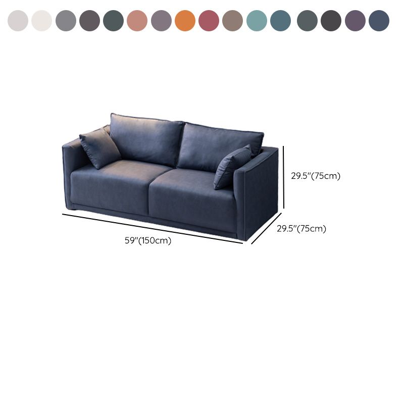 Solid Wood Square Arm Sofa with Cushions Back for Living Room