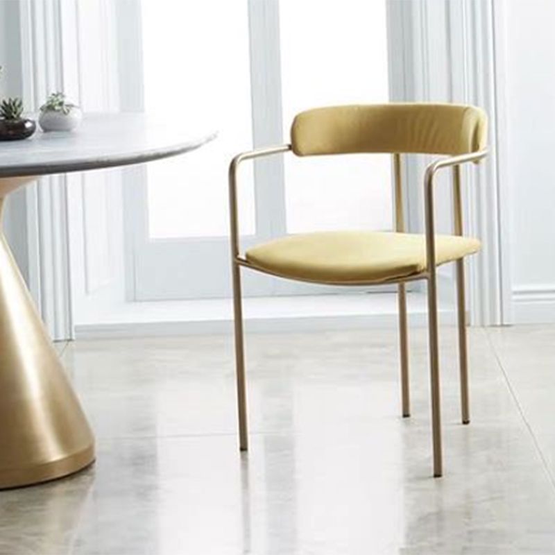 Glam Metal Arm Chair Open Back Dining Side Chair with Upholstered 20"x20.4"x31" Clearhalo 'Dining Chairs' 'Dining Tables & Seating' 'dining_chair' 'furn' 'furn_dining_chair' 'Furniture' 'furniture_dining_chair' 'Kitchen & Dining Furniture' 1200x1200_06cb2158-defa-44d0-afd3-c620afe03035
