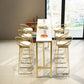 Table de bar Glam Table de salle à manger fixe en faux marbre blanc à hauteur de pub