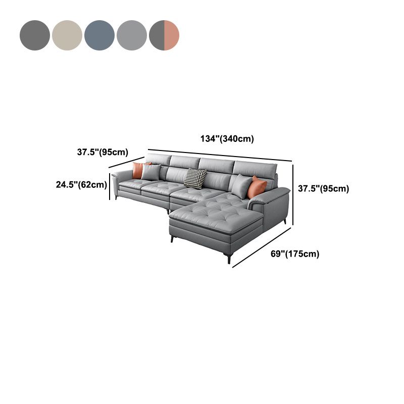 133.86 "L Section moderne sectionnelles du bras d'oreiller avec 4 places