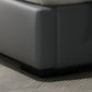 Contemporary Grey Leather Upholstered Standard Bed, Rectangular Panel Bed