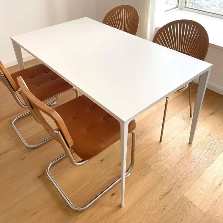 Contemporary Sintered Stone Top Dining Table White Rectangle Shape Dining Table for Kitchen Clearhalo ' dining_table' 'Dining Tables & Seating' 'Dining Tables' 'Furniture' 'furniture_dining_table' 'Kitchen & Dining Furniture' 'kitchen&dining_furn' 'kitchen' 'kitchen_dining_table' 1200x1200_06d22c93-bde5-41f8-b2f9-2d3d4f328aff