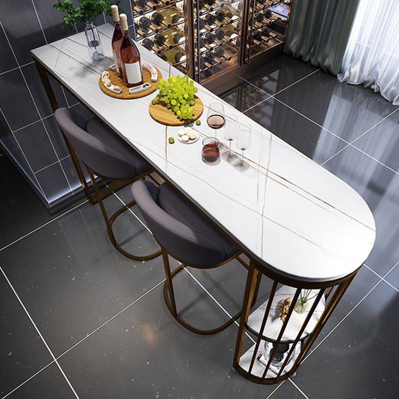 Industrial Free Form Bar Height Table Metal and Stone Bar Table with Double Pedestal Clearhalo 'Bar Furniture' 'Bar Tables' 'bar_tables' 'furn' 'furn_bar_tables' 'Furniture' 'Kitchen & Dining Furniture' 1200x1200_06d26bcb-2d3c-4ac7-b51b-a2f5ed07910c
