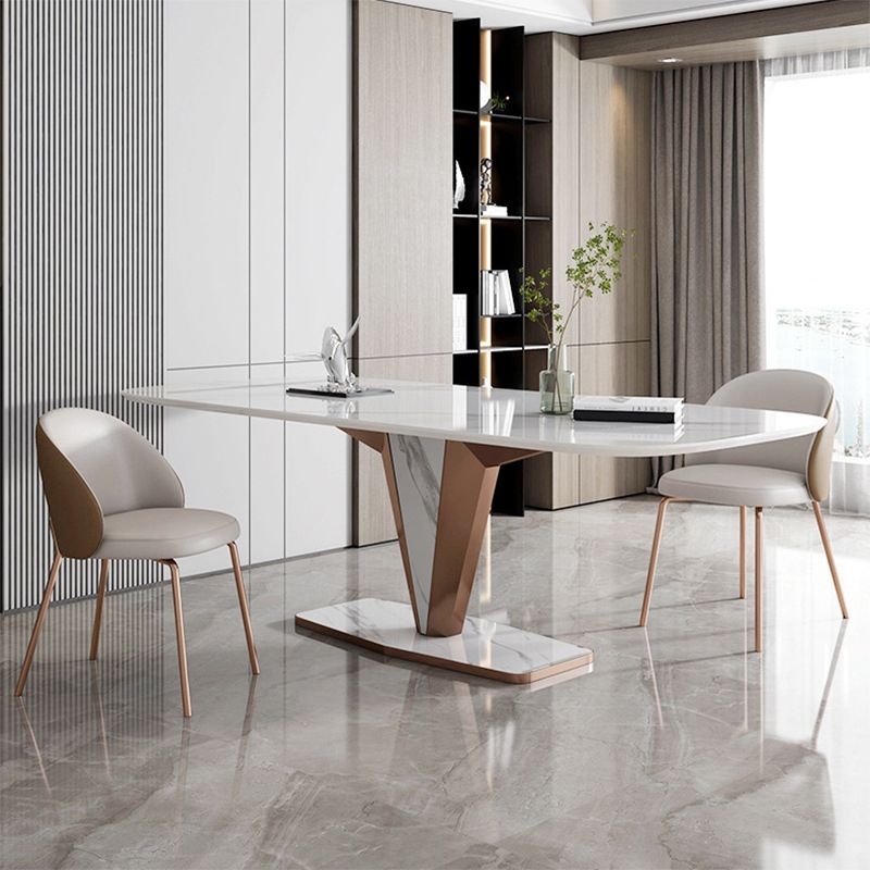 Modern Sintered Stone Dining Table Set 1/2/3/5/7 Pieces Dining Set with Pedestal Base Clearhalo 'Dining Room Sets' 'Dining Tables & Seating' 'dining_room_set' 'furn' 'furn_dining_room_set' 'Furniture' 'Kitchen & Dining Furniture' 1200x1200_06d3c4f4-4b3e-4f40-bb62-ba0a49e8390a