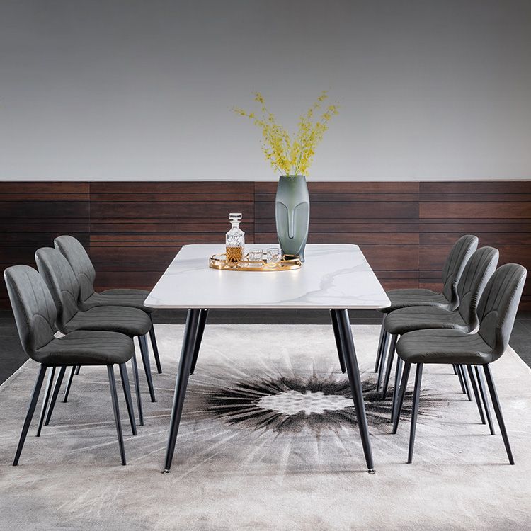 Metal Industrial Rectangle Dining Table Sintered Stone Table with 4 Black Legs Clearhalo ' dining_table' 'Dining Tables & Seating' 'Dining Tables' 'furn' 'furn_dining_table' 'Furniture' 'furniture_dining_table' 'Kitchen & Dining Furniture' 'kitchen&dining_furn' 'kitchen' 'kitchen_dining_table' 1200x1200_06d3f890-b016-4e9b-a860-9b53bea077ee