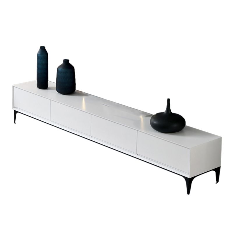 16,5 "H Console TV, bois d'ingénierie 3/4 tiroirs TV Stand en blanc