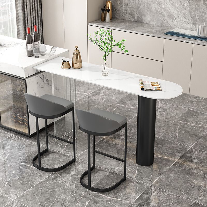 Modern Iron Bar Dining Table with Stone Top Engineered Wood Indoor Bistro Table Clearhalo 'Bar Furniture' 'Bar Tables' 'bar_tables' 'furn' 'furn_bar_tables' 'Furniture' 'furniture_bar_tables' 'Kitchen & Dining Furniture' 1200x1200_06d4adf5-4583-4a2d-9de9-62c461fbb3d2