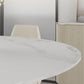 Glam Stone Table for Restaurant Round Table with White Pedestal