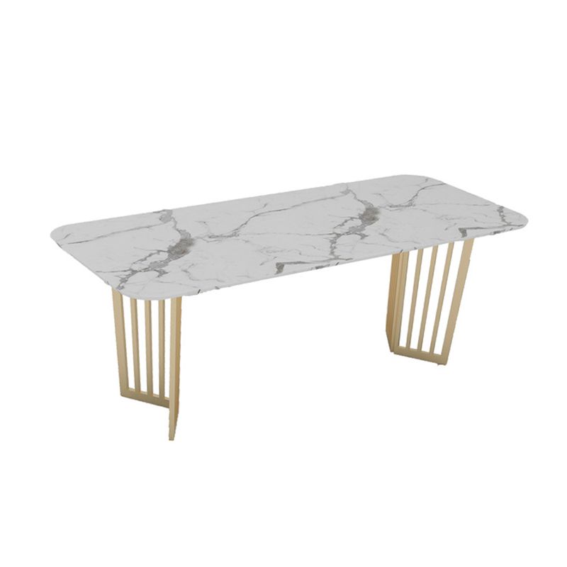 Escritorio de oficina curvado de glamour de mármol blanco escritorio de escritura con patas de metal
