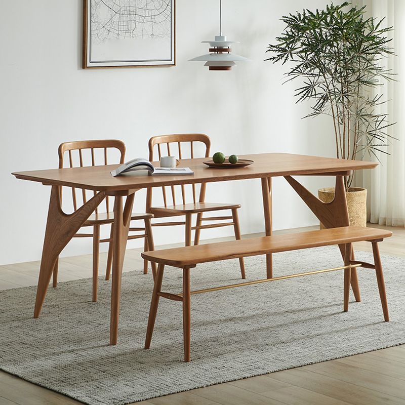 Table à manger rectangulaire avec cadre en bois massif et 4 pieds