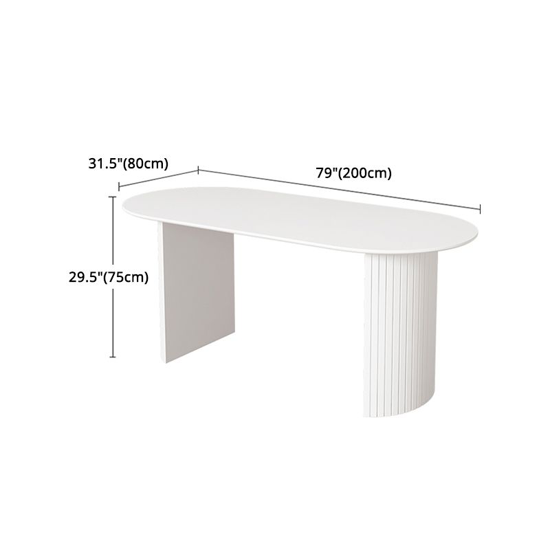 White Dining Table Modern Restaurant Furniture with Double Pedestal Base Clearhalo 'Dining Tables & Seating' 'Dining Tables' 'dining_table' 'furn' 'furn_dining_table' 'Furniture' 'furniture_dining_table' 'Kitchen & Dining Furniture' 'kitchen' 'kitchen_dining_table' 1200x1200_06daca8b-6938-4a33-9251-bbf3937f667c