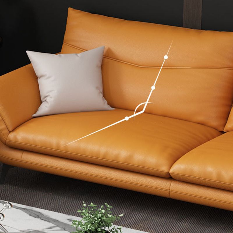 Contemporary Cushions Standard Sofa Leather Flared Arm Sofa for Living Room