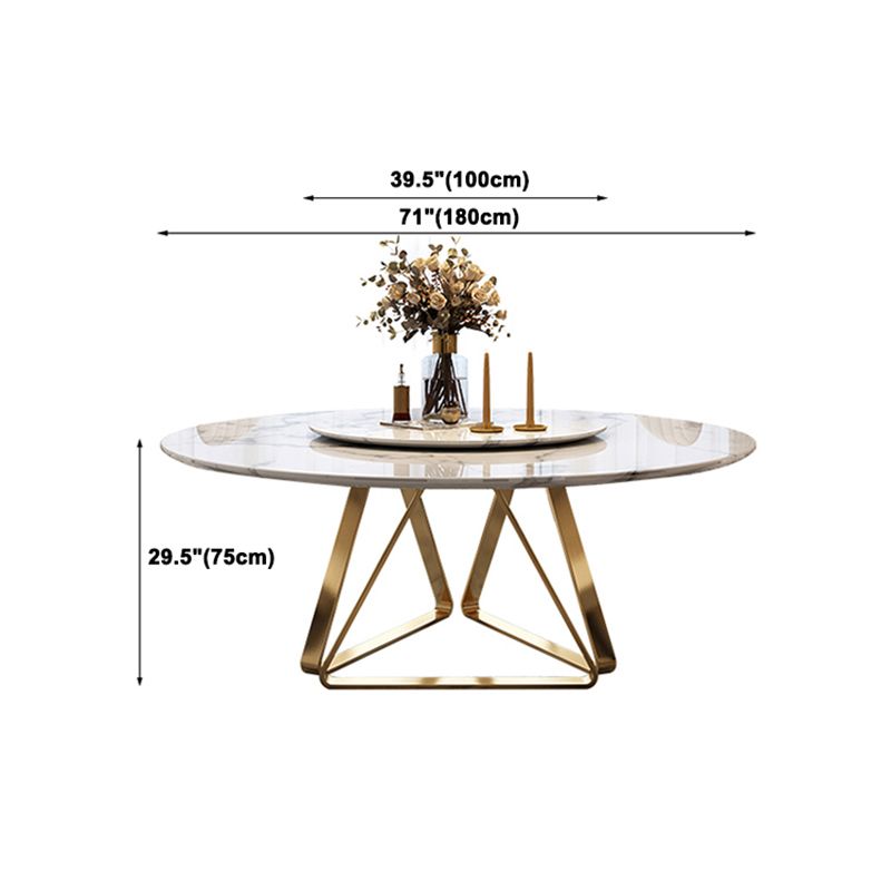 Round Dining Table Set 1/4/5/7/9 Pcs Marble Dining Table with Upholstered Chairs