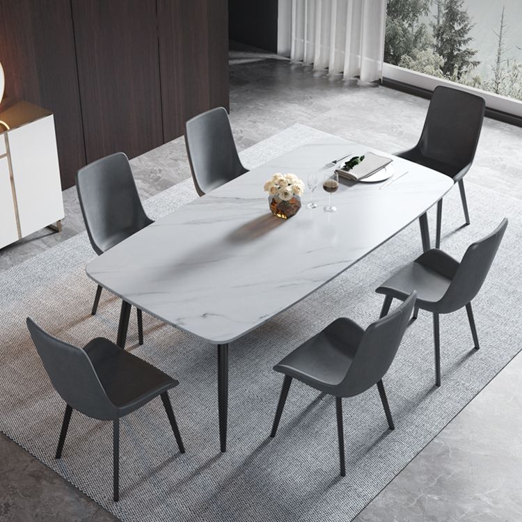Sintered Stone Dining Table 4 Legs Black Carbon Steel Base Rectangle Table for Home Clearhalo ' dining_table' 'Dining Tables & Seating' 'Dining Tables' 'furn' 'furn_dining_table' 'Furniture' 'furniture_dining_table' 'Kitchen & Dining Furniture' 'kitchen&dining_furn' 'kitchen' 'kitchen_dining_table' 1200x1200_06e2e13a-0ff2-49c2-af9b-466840c8d121