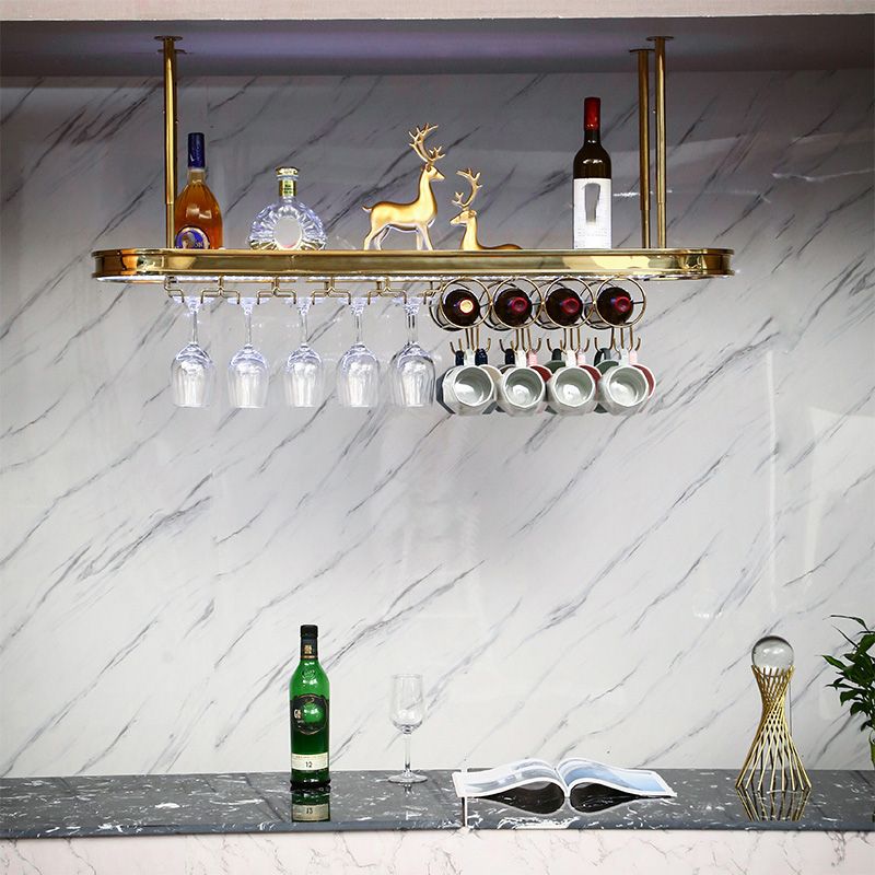 Roestvrijstalen wijnhouder rek moderne hangende wijnrekhouder in goud