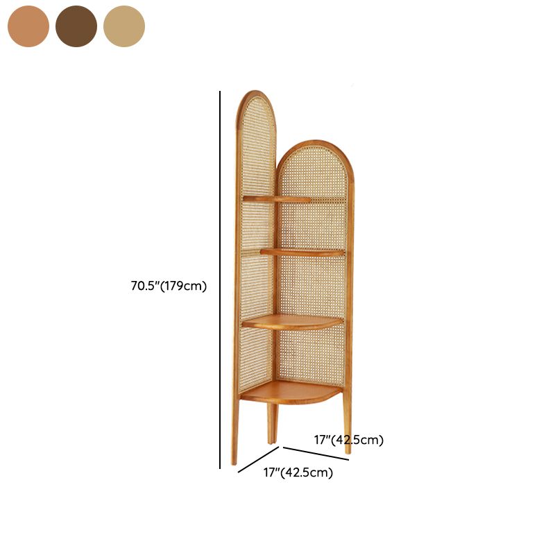 Hoek Scandinavische boekenkast Wooden gesloten achterste boekenplank met planken