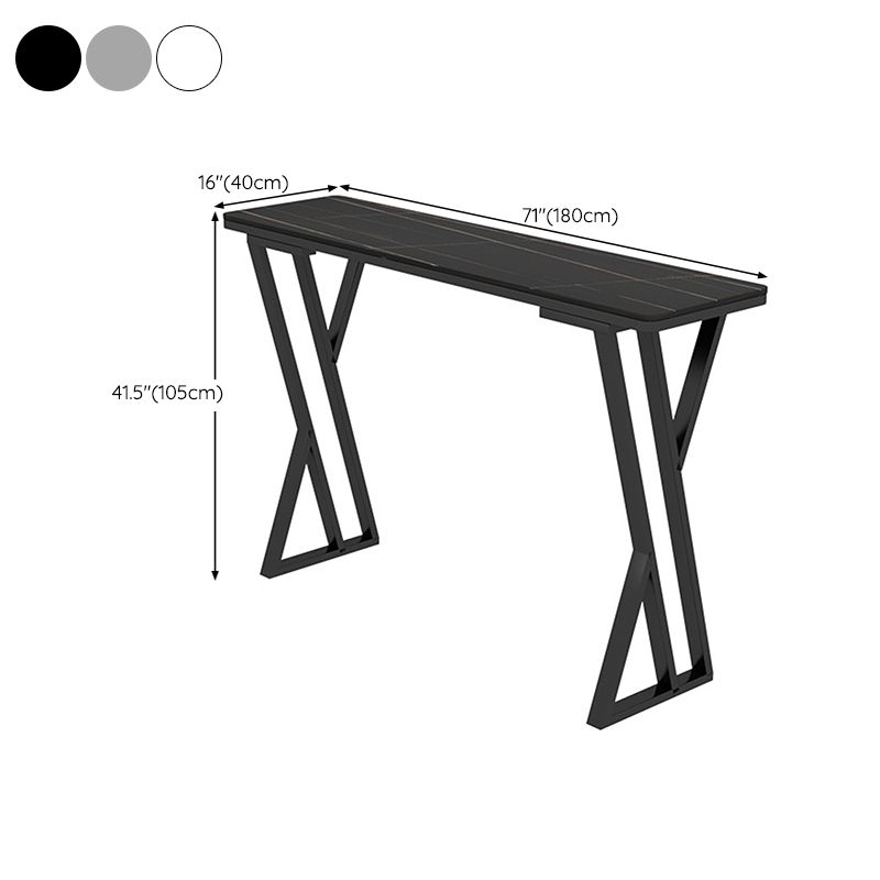 Table de Bar rectangulaire en pierre frittée, Base de traîneau, Table à manger pour cuisine et salon
