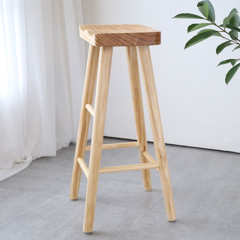 Contemporary Bar and Counter Stool Natural Finish Stool with 4 Wood Legs Clearhalo 'Bar Furniture' 'Bar Stools' 'bar_stools' 'furn' 'furn_bar_stools' 'Furniture' 'furniture_bar_stools' 'Kitchen & Dining Furniture' 1200x1200_06e686aa-4097-4329-9068-cec6472fa1cc